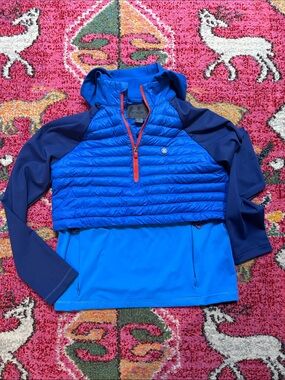 G/FORE Women's Hybrid Tech Jersey Golf pullover in blue size XS